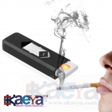 OkaeYa Electronic USB Windproof Rechargeable Cigarette Lighter (Black/White)